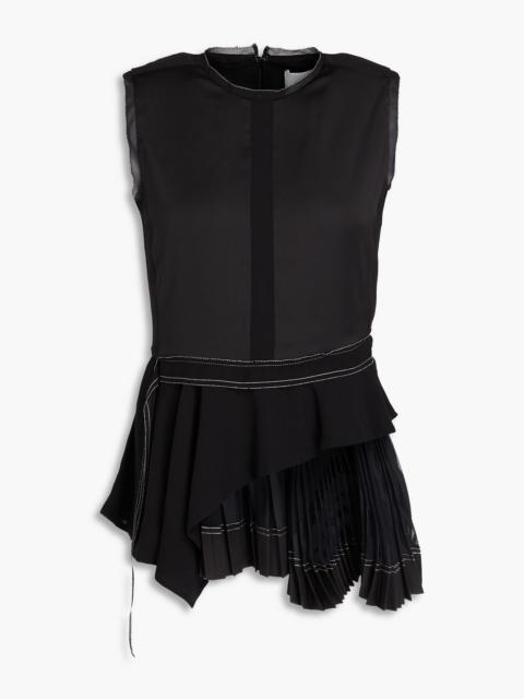 3.1 Phillip Lim Layered pleated chiffon and satin top