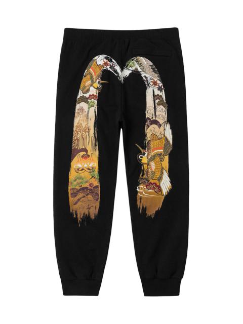 EVISU Logo Embroidery and Grateful Crane Daicock Print Regular Fit Sweatpants