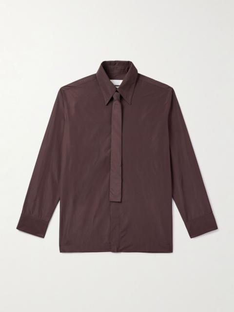 Jil Sander Slim-Fit Tie-Detailed Taffeta Shirt Brown