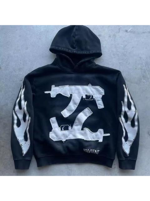 Other Designers Japanese Brand - Ak 47 Black Flame Sleeve Hoodie Graphic Applique