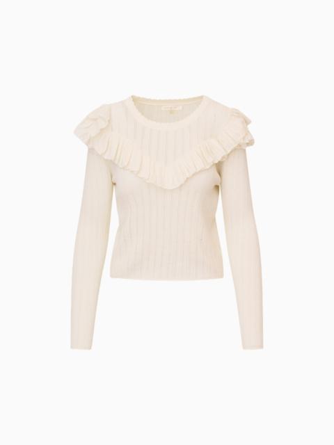 LoveShackFancy Presla Pointelle Ruffle Sweater