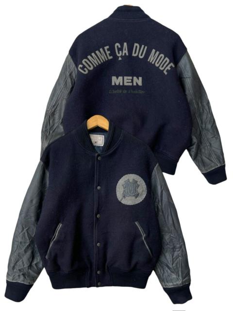 Other Designers Japanese Brand - Comme Ca Du Mode Men Spellout Navy Varsity Leather Jacket