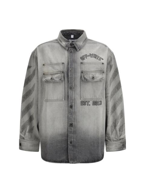 Off-White Off-white Diag Military Overshirt In Denim