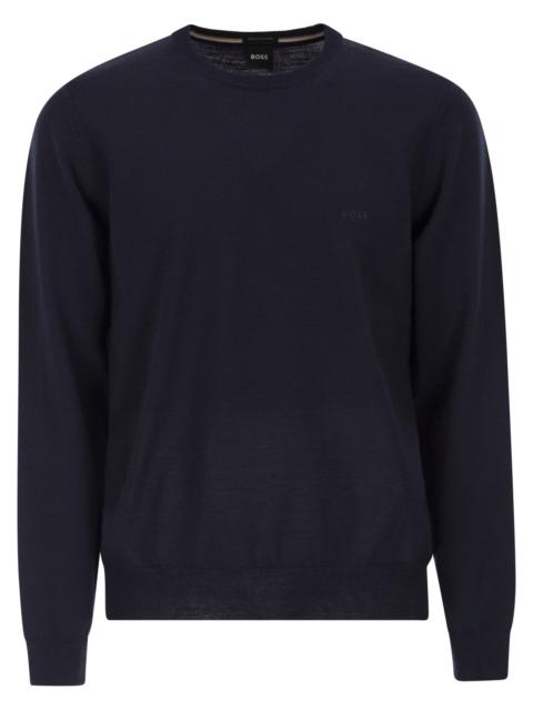 BOSS Boss Men Regular Fit Virgin Wool Jumper With Embroidered Logo