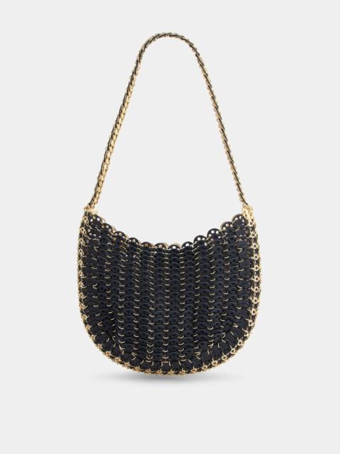 rabanne MOON HOBO FLIP BAG IN REVERSIBLE BLACK AND GOLD LEATHER