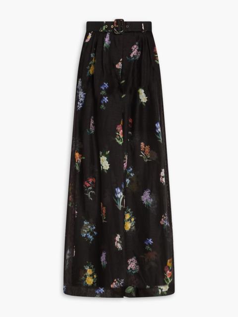 Zimmermann Pleated floral-print linen and silk-blend wide-leg pants