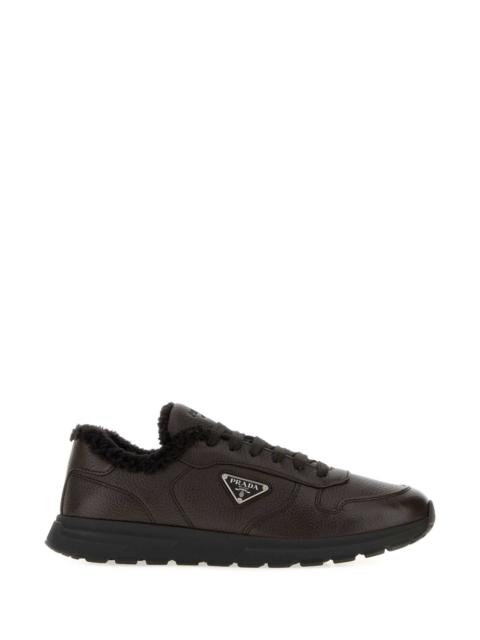 Prada Prada Men Dark Brown Leather Prax 2.0 Sneakers
