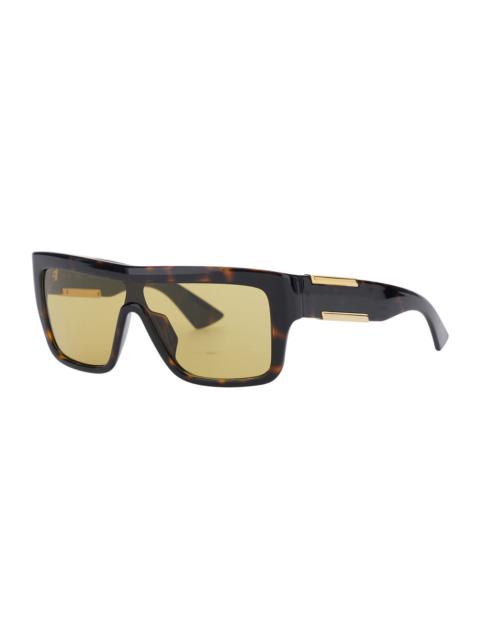Bottega Veneta Bottega Veneta Women Brown Aviator Sunglasses With Square Lenses And Metal Plates On The Side In Pla