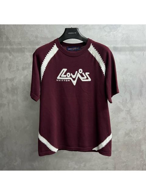 Louis Vuitton Louis Vuitton Reddish-Brown Letter-Print Crewneck Casual Short-Sleeve T-Shirt