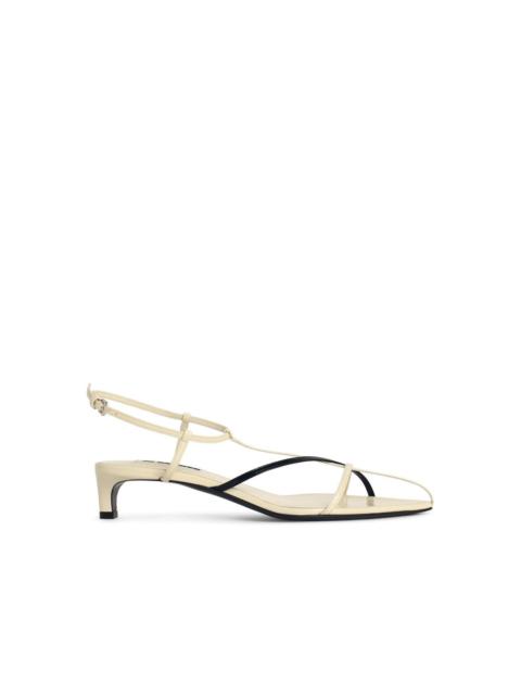 Jil Sander Jil Sander 'Cage' Chalk White Leather Sandals With Two-Tone Woven Straps And Low Heels Women