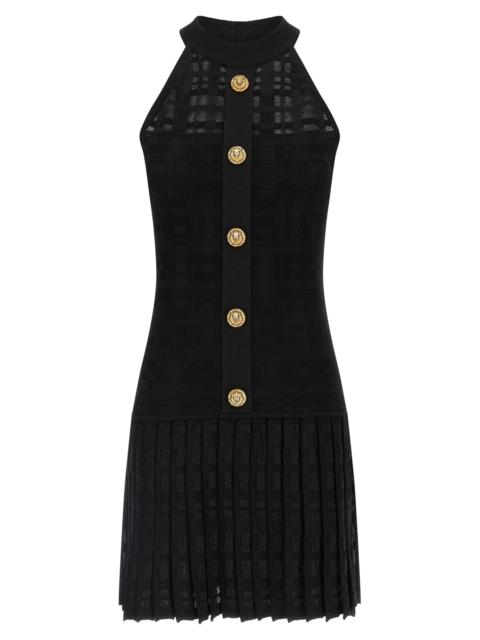 Balmain Tartan Knit Dress Dresses Black
