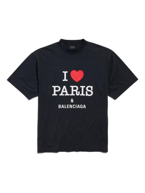 BALENCIAGA (WMNS) Balenciaga I Love Paris & Balenciaga T-shirt Medium Fit 'Black Faded' 764235TRVU91041