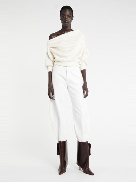 A.W.A.K.E. MODE HEAVY RIB SWEATER WITH BUTTONS IVORY