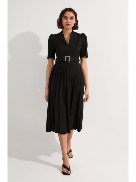 KAREN MILLEN Petite Tailored Structured Crepe Forever Pleat Midi Dress