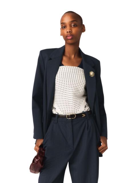 maje maje Striped suit jacket in Navy at Nordstrom
