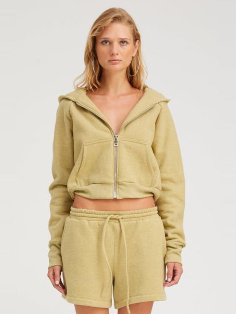 SPRWMN PISTACHIO MELANGE SHRUNKEN ZIP UP HOODIE