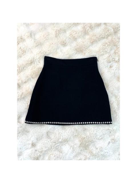 Miu Miu Miu Miu Black Wool Mini Skirt With Silver Studded Hem Size 40 Made In Italy
