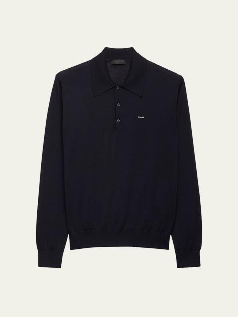 Prada Men's Superfine Wool Small Logo Crewneck Sweater