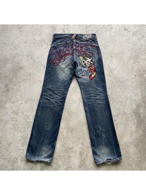 Other Designers Japanese Brand - W31💥 Red Pepper Japan Embroided Skull Rusty Jeans Pants RARE
