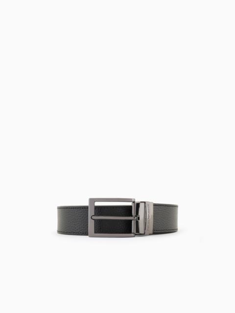 EMPORIO ARMANI PALMELLATO-LEATHER PRINTED REVERSIBLE BELT