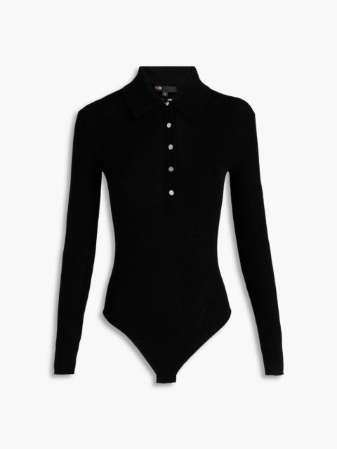 maje Ribbed wool and silk-blend bodysuit