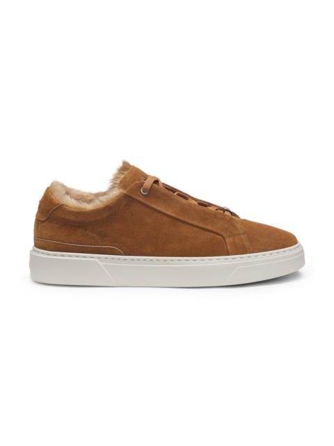 BOSS BOSS X STEIFF GARY MOHAIR-LINED TRAINERS IN SUEDE