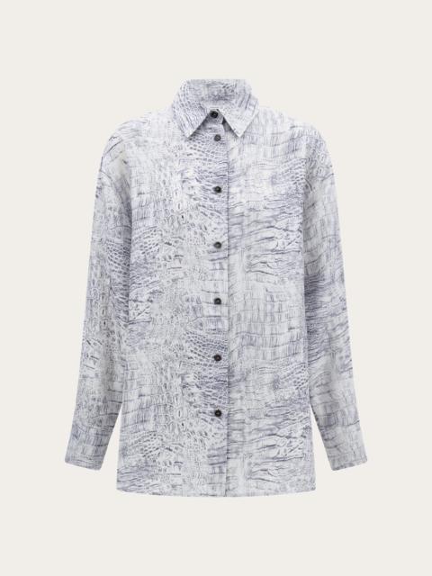 FERRAGAMO Georgette shirt with orchid print