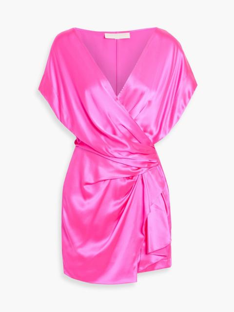 Other Designers Wrap-effect silk-satin mini dress