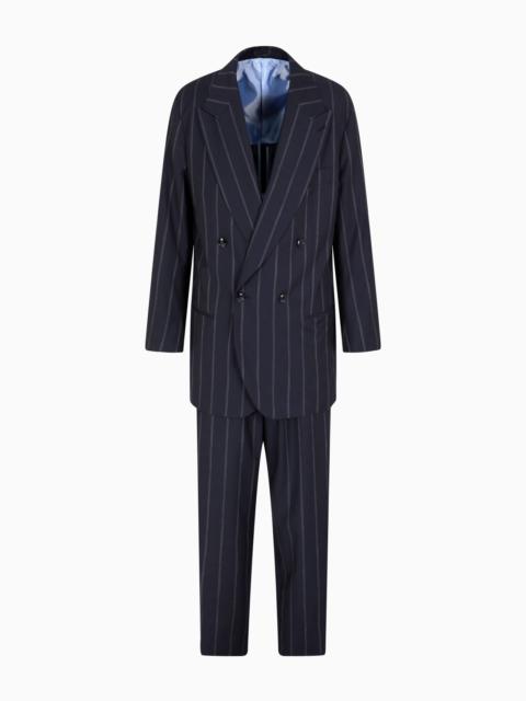 GIORGIO ARMANI HERITAGE LINE DOUBLE-BREASTED PINSTRIPED SUIT IN VIRGIN WOOL