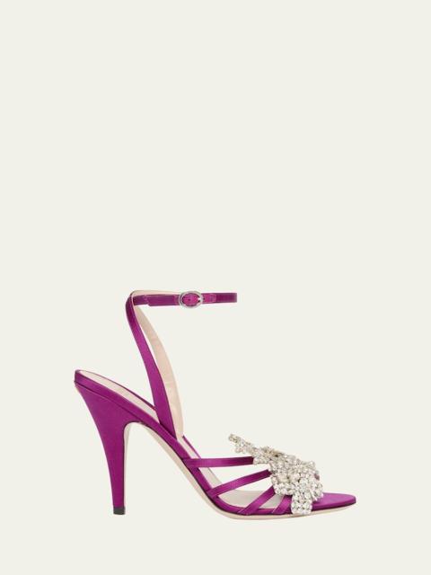 Valentino Ladycrush Strass Flower Ankle-Strap Sandals