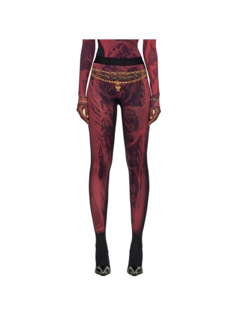 Marine Serre Red & Black Wet Nuisette Printed Jersey Leggings