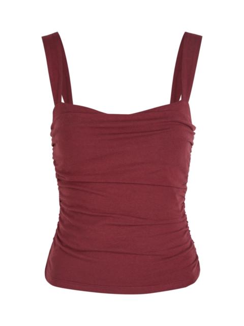 Reformation Reformation Trish Ruched Stretch-cotton top