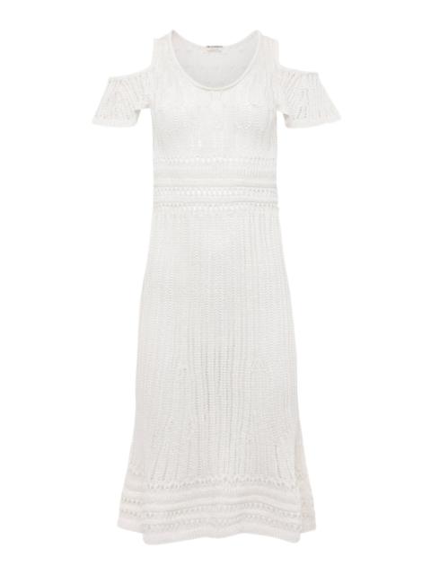 JW Anderson Ruffled Crocheted Midi Dress white