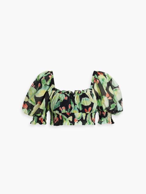Charo Ruiz Zamora cropped printed cotton-voile top