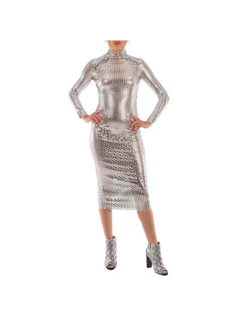 Burberry Burberry Silver Thalia Metallic Paillette-Embellished Mesh Dress