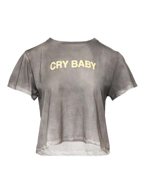 ASHLEY WILLIAMS Washed Grey Cropped T-Shirt