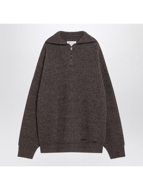 Maison Margiela Maison Margiela Brown wool sweater with zip