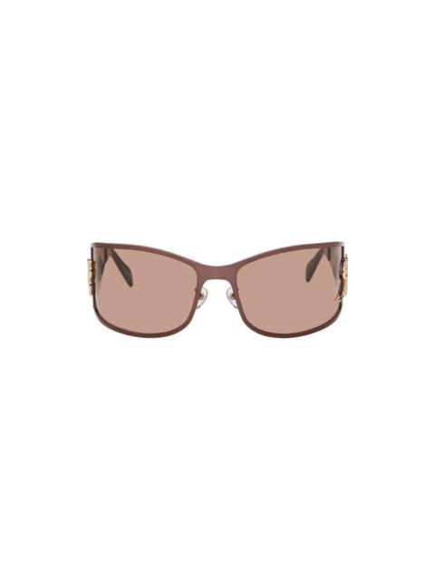 Blumarine Brown Metal Wraparound Sunglasses