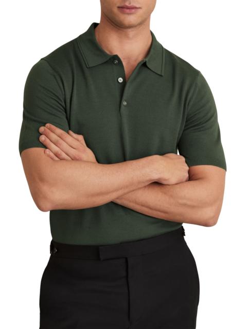 REISS Reiss Manor Merino Wool Polo in Kale Green at Nordstrom