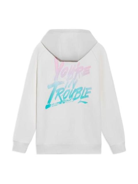 Li-Ning Li-Ning Sports Basketball Series Alphabet Printing Hoodie 'White Pink' AWDS103-2