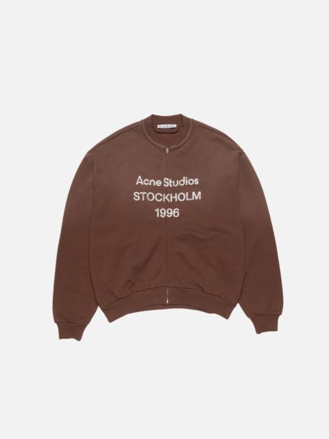 Acne Studios Zip logo sweater - Chocolate brown
