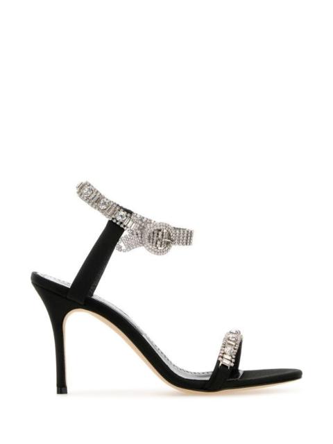 Manolo Blahnik Manolo Blahnik Women Black Satin Asasan Sandas