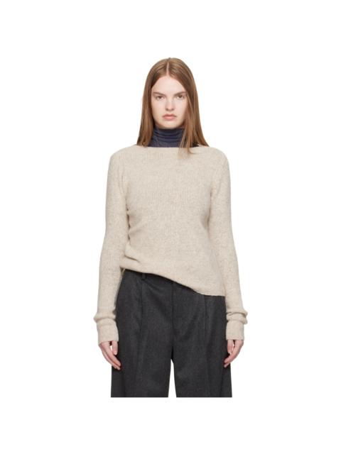 AURALEE Beige Cashmere Melange Knit Sweater