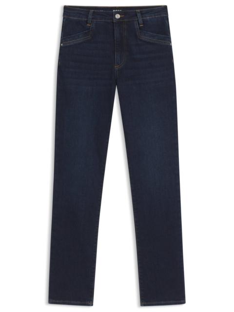 BOSS SLIM-FIT JEANS IN MID-BLUE STRETCH DENIM