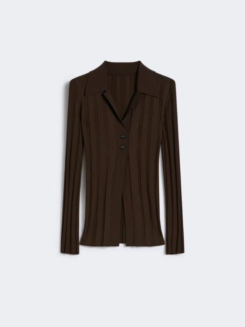 Sportmax Shiny viscose cardigan - RUNWAY - COFFEE