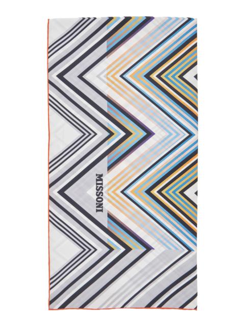 Missoni Missoni Women Silk Scarf With Multicolored Motif And Logo, In Silk, Multicolored, Unisex