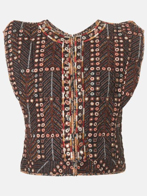 Cerza embroidered embellished cotton cardigan