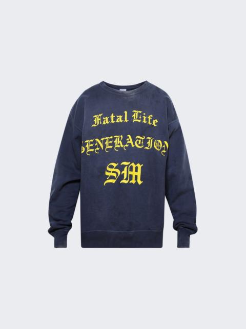 SAINT M×××××× Fatal Life Crewneck Pullover Navy