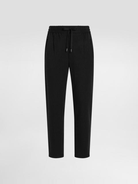 Dolce & Gabbana Pinstripe jersey jogging pants with DG patch