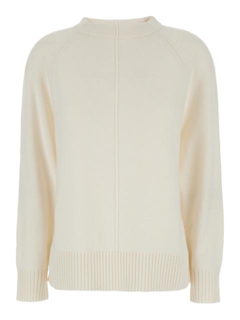 Max Mara Max Mara Women 'Toldim' White Crewneck Sweater With Middle Stitch Detail In Cashmere Woman